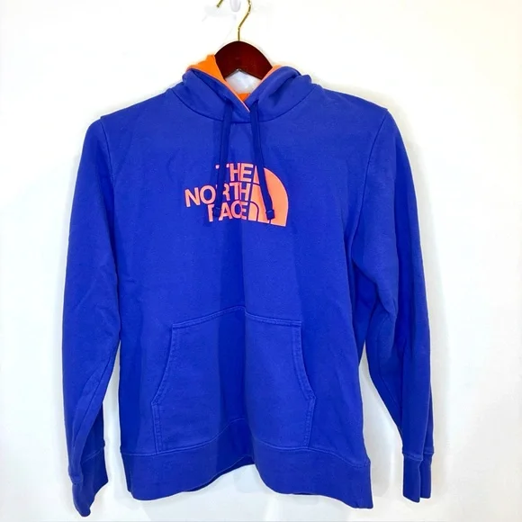 THE NORTH FACE Hoodie Women's XL Half Dome Pullover Sweater Kangaroo Pocket Blue - Picture 1 of 6